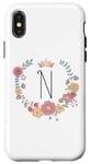 Coque pour iPhone X/XS Cadeau personalisé pour fillettes thème princesses lettre N