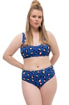 Studio Untold Femme Grandes Tailles Bas de Bikini, Taille Haute, léopard/Rayures Bleu Roi 52 816268758-50