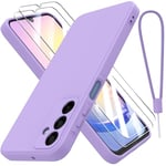 THIYUFUNS Coque pour Samsung Galaxy A25 5G avec 2 Verre trempé,Silicone Liquide Intérieur Microfibre Etui de Protection Contre Les Chutes Antichoc Housse pour Samsung Galaxy A25 5G (6.5") - Violet