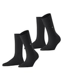 Burlington Women's Everyday 2-Pack W SO Cotton Plain 2 Pairs Socks, Black (Black 3000), 3.5-7