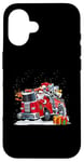 iPhone 16 Firefighter Santa Fireman Driving Fire Truck Merry Christmas Case