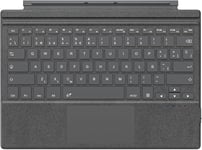 Clavier Espagnol Pour Microsoft Surface Pro 7 Plus/Pro 7/Pro 6/Pro 5/Pro 4/Pro 3, Qwerty Clavier Type Cover Sans Fil Avec Rotatif Tactile Slim Batterie Rechargeable Intégrée,Gris Granuleux