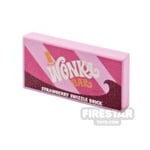 Custom Printed Tile 1x2 Wonka Bar Strawberry Swizzle chocolate