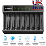 8 Slot Smart Battery Charger LED Display for AA/AAA NiMH Rechargeable Batteries