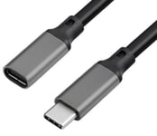 USB-C 3.2 Gen.2 forlængerkabel - 5A/100W - Grå - 1 m