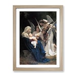 Song Of The Angels By William Adolphe Bouguereau Classic Painting Framed Wall Art Print, Ready to Hang Picture for Living Room Bedroom Home Office Décor, Oak A4 (34 x 25 cm)