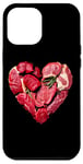 Coque pour iPhone 12 Pro Max Graphique culinaire pour la Saint-Valentin, barbecue, viande de bœuf crue, cœur, papa et chef