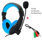 3.5mm Filaire Gaming Stéréo Casque Jeu Casque Écouteur avec Micro pour PC Ordinateur Skype MSN PS4 Play Station 4-Avec Adaptateur Noir