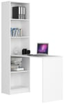 Ensemble bureau avec bibliothèque AKORD SMART Blanc 125 cm façade Blanche 5 étagères 125x50x180 cm