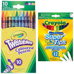 CRAYOLA Twistables Colouring Pencils - Assorted Colours | Simply Twist for More Colouring Fun - No Need to Sharpen! | Ideal for Kids Aged 3+ & SuperTips Washable Markers - Assorted Colours