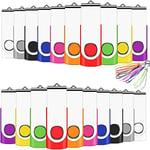 EASTBULL 1GB usb stick USB Memory Sticks 20 Pack Bulk, USB 2.0 Flash Drives Swivel Design Storage (Mixed Color With Lanyard)