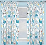 66"x72" CURTAINS DISNEY FROZEN OLAF COOL SNOWMAN STARS BLUE WHITE YELLOW ZIGZAG