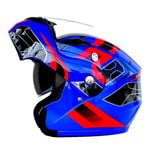 Casques de Moto, Casques de vélo, Casque d'équitation de Moto pour Hommes et Femmes avec Casque de Fonction Bluetooth Personnalité Casque de vélo électrique Casque d Blue-A-XL