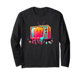 Dripping Paint Vintage Television TV Retro 70s 80s Long Sleeve T-Shirt