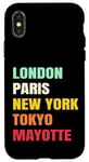 Coque pour iPhone X/XS Mayotte Fier d’être Mahorais Paris Tokyo new York Mayotte