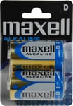 Maxell batterier, D (LR20), Alkaline, 1,5V, 2-pack