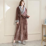 Lovers Winter Long Flannel Coral Warm Solid Bathrobe Women Men Kimono Pink Bath Robe Bridesmaid Sexy Dressing Gown XL WomenCoffee