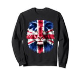 Union Jack UK Flag Lion Face Great Britain Union Jack Flag Sweatshirt