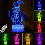 WJ 3D Illusion LED-lampa Superhjälte 3D Nattlampa för barn 16 Färger Ändrar Touch & Fjärrkontroll Dekorlampa för pojkar flickor Julgåvor Spindelmannen