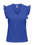 Onlmay Life S/S Frill V-Neck Top Box Jrs Tops T-shirts & Tops Short-sleeved Blue ONLY