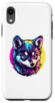 Coque pour iPhone XR Style portrait pop art loup vibrant