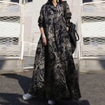 ZANZEA UK Women Long Sleeve Floral Printed Dress Kaftan Baggy Abaya Maxi Dresses