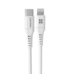 PROMATE 3m 20W PD USB-C to Lightning Charge &amp; Sync Cable. For Apple iPhone, iPad, &amp; iPad Mini. Soft Touch Silicone. Anti Snap Tangle Free Design. White *Not MFI Certified* (p/n: POWERLINK-300.WH)