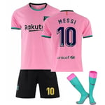 Fotbollssats för barn Hemma Borta T-shirt Set 21/22 - 20 21 Barcelona Third Messi 10 Kids 24 (130-140)