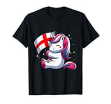 Unicorn Hugging England Flag Boys Girls Women Kids English T-Shirt