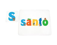 Little Helper LHV-SANTO-COASTERANDPLACEMAT-15IT Dessous de verre et sets de table avec finition brillante, personnalisés pour garçons, nom Santo, multicolore, 21 x 30 x 2 cm