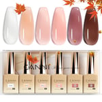 CANNI Vernis à Ongles Gel Semi Permanent Transparent blanc rose doré marron 6 Couleur Gel Nail Polish Gel Semi-permanent Set Valentinstag Gel für Maniküre Nageldesign