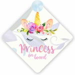 Unicorn Princess On Board Safety Car Window Sign (002) Little Girl Gift/Present