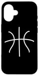 Coque pour iPhone 16 Ballon de basket minimaliste noir et blanc