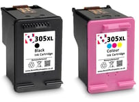 Refilled 305 XL Black and Colour Ink Cartridge x 4 for HP Deskjet 2724 Printer