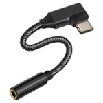 USB-C to Female Jack 3.5mm Audio Adapter Knitted Design 12cm Length Black