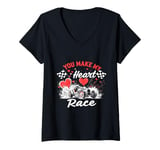 Womens You Make My Heart Race – Valentine’s Day Car Racing Love V-Neck T-Shirt