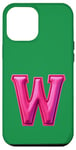 iPhone 12 Pro Max Pink Letter "W" on a Green Color Case