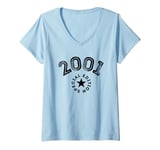 Womens Year Of Birth 2001 Birthday Design Vintage Born In 2001 V-Neck T-Shirt