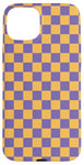 iPhone 15 Plus Yellow & Purple Checkerboard Squared Pattern, Checkered Case