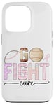 Coque pour iPhone 13 Pro Go Fight Cure Thème de sensibilisation au baseball Rose