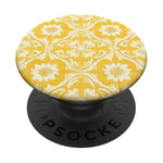 Carrelage floral jaune avec détails ornementaux PopSockets PopGrip Adhésif