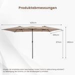 Dubbelparasoll 426 x 265 cm rektangulärt parasoll UV-skydd brun