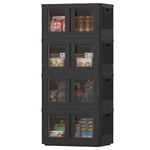 FLEXISPOT ST Boîte de Rangement en Plastique 72Lx4, Grande Armoire de Rangement Pliante, Caisse de Rangement Cuisine Empilable, Boîte de Rangement Pliable pour Jouets, Vêtements, Noir