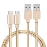Lot 2 Cables pour Huawei P SMART 2019 / P10 LITE / P8 LITE 2017 / HONOR 10 LITE / HONOR 8X / HONOR 7A / MATE 10 LITE / Y7 2019 / Y6 2019 / Y5 2019 - Cable USB Nylon Tresse Or Dore [Phonillico]