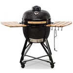 Kamado Bono Media Barbecue et 6 Accessoires Offerts Gratis - Barbecue Charbon De Bois Taille Portable - BBQ Et Fumoir - Noir Barbecue Japonais Ceramique Ø 52 cm - Barbecue Balcon