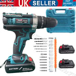 21V Cordless Combi Hammer Impact Drill Driver Electric Screwdriver Kit 2Batterys