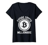 Womens Bitcoin Future Crypto Millionaire Bitcoin Cryptocurrency V-Neck T-Shirt