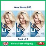 3 x Schwarzkopf Live Permanent Hair Dye MAX BLONDE 00B - Women Hair Colour