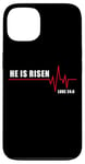 Coque pour iPhone 13 He is Risen – Jesus Heartbeat Pulse Christian Faith EKG