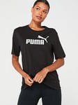 Puma Women's Essentials Logo Boyfriend Tee - Black, Black, Size Xs, Women